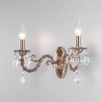 Классическое бра с хрусталем 10102/2 античная бронза/прозрачный хрусталь Strotskis