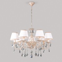 Люстра с хрусталем 3637/7 белый с золотом / прозрачный хрусталь