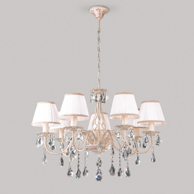 Люстра с хрусталем 3637/7 белый с золотом / прозрачный хрусталь