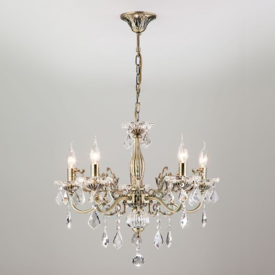 Люстра с хрусталем 3281/5 античная бронза / прозрачный хрусталь