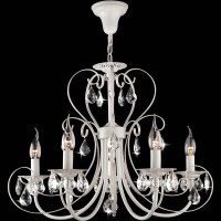 Люстра с хрусталем 3305/5 белый с золотом / прозрачный хрусталь