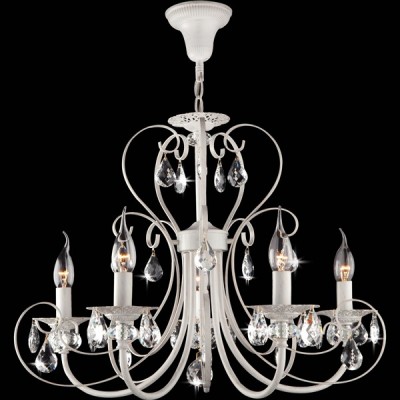 Люстра с хрусталем 3305/5 белый с золотом / прозрачный хрусталь