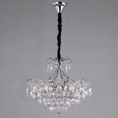 Подвесная люстра с хрусталем 10080/6 хром / прозрачный хрусталь